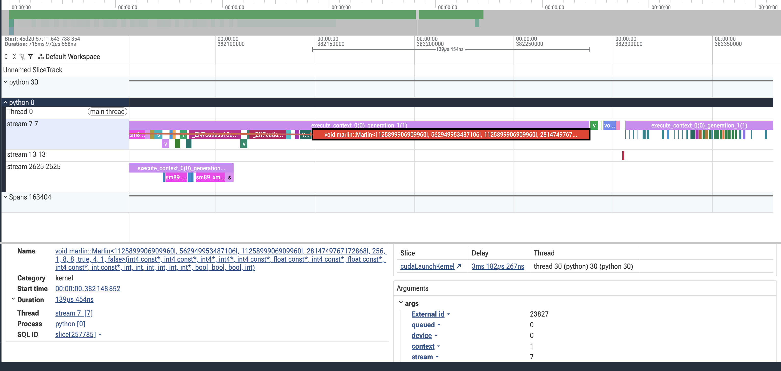 The lm_head kernel selected in Perfetto